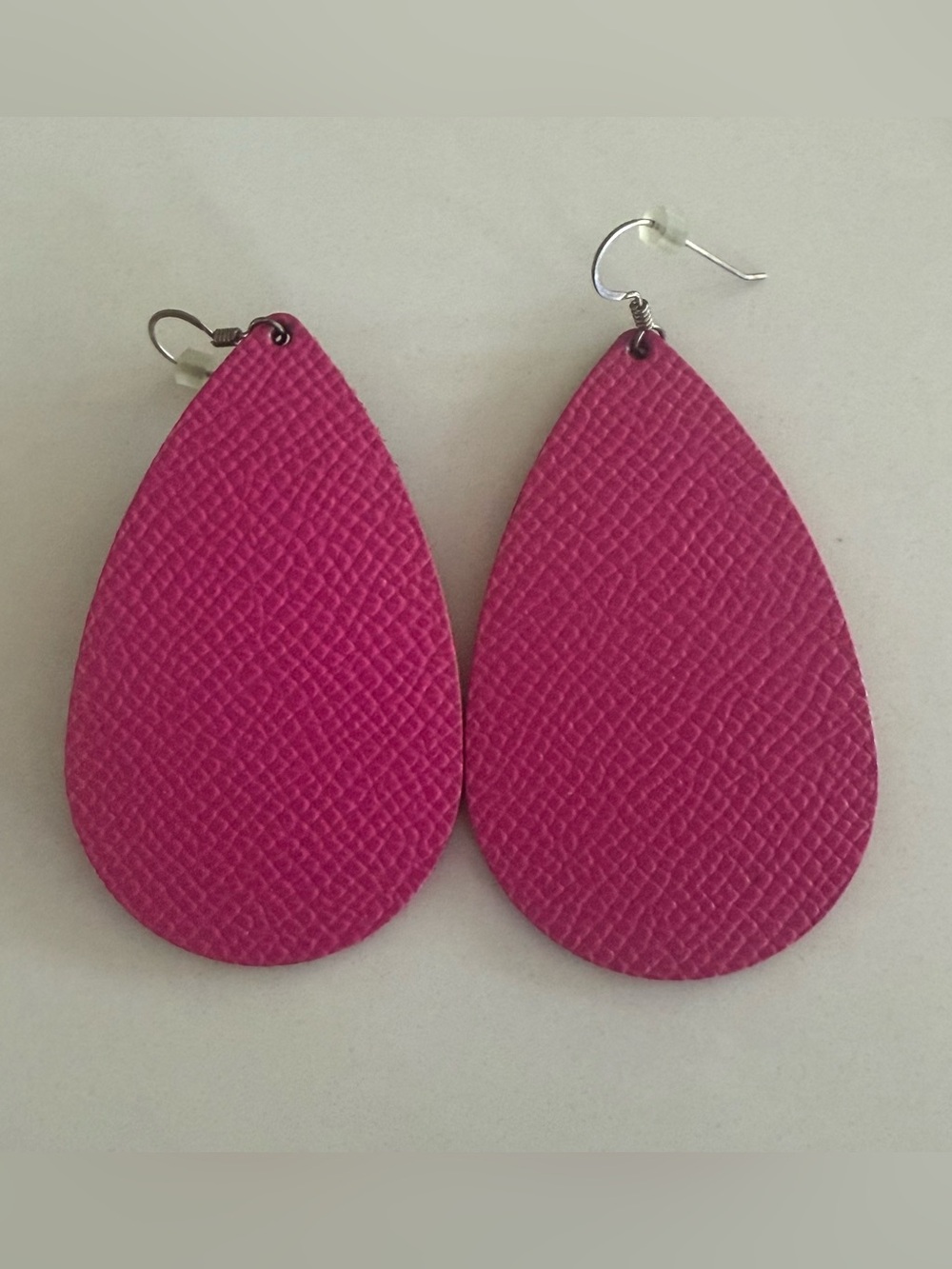 Pink Teardrop Leather Earrings